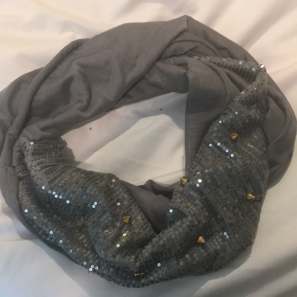 Studded, Sparkle, Gray Infinity Scarf